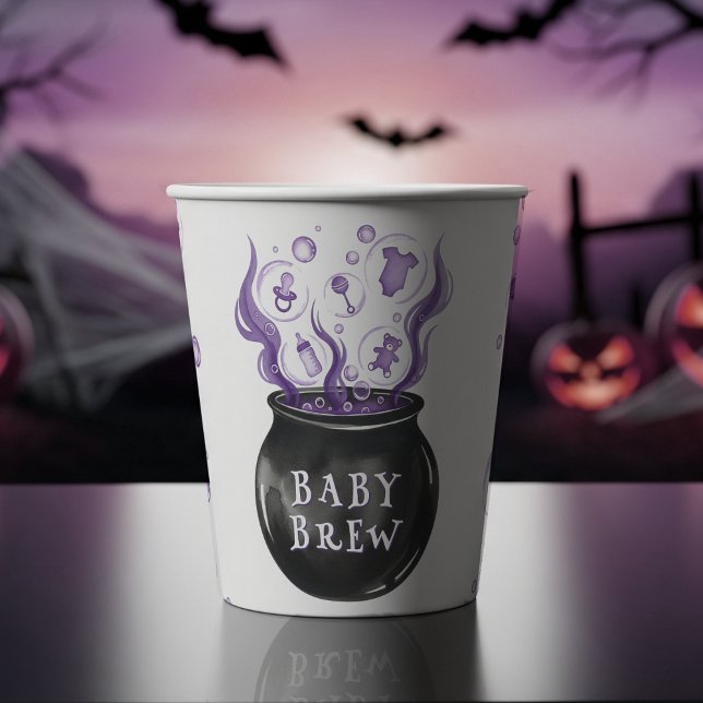 Vasos De Papel Un bebé prepara Baby Shower de Cauldron Halloween (A Baby is Brewing Witch Cauldron Gothic Halloween Baby Shower Paper Cups
)