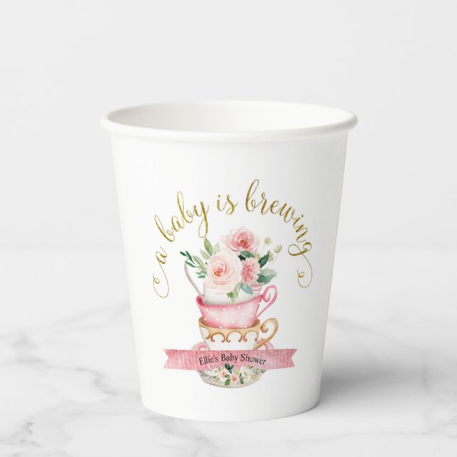 Vasos De Papel Un bebé prepara tazas de papel para Fiestas de té (Reverso )