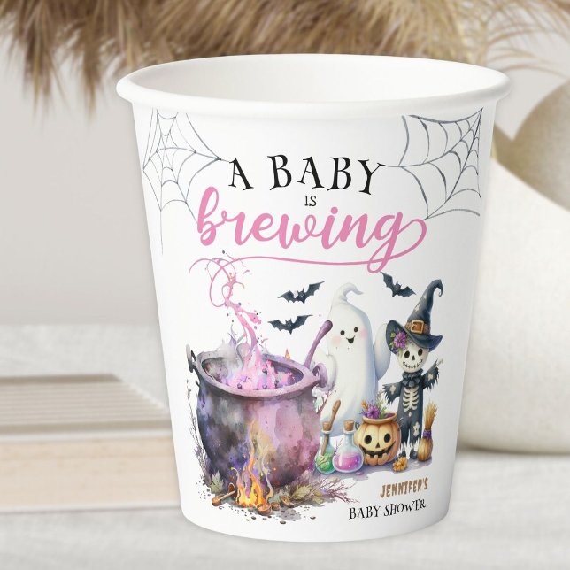 Vasos De Papel Un bebé se está preparando Chica Baby Shower rosad (Subido por el creador)