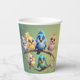 Vasos De Papel Un bonito desfile de pájaros personalizados en col