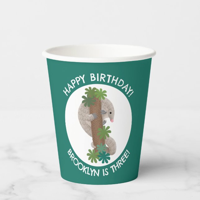 Vasos De Papel Un bonito pangolin anteater personalizado (Anverso)