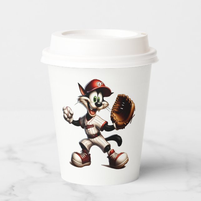 Vasos De Papel Un cántaro de béisbol para gato tonto se levanta (Anverso)