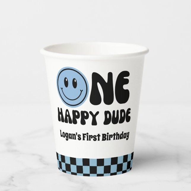 Vasos De Papel Un Chico Feliz Cumpleaños 1 (Anverso)