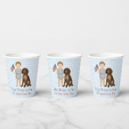 Vasos De Papel Un chico totalmente americano - Perro - Rojo Blanc