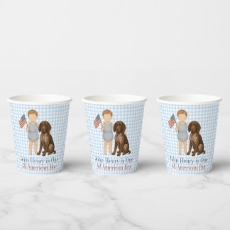 Vasos De Papel Un chico totalmente americano - Perro - Rojo Blanc