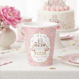 Vasos De Papel Un conejo cumple cuatro años