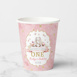 Vasos De Papel Un conejo cumple un primer cumpleaños