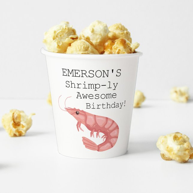 Vasos De Papel Un cumpleaños asombroso (A Shrimp-ly Awesome Birthday Paper Cups)