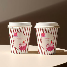 Vasos De Papel Un Cumpleaños de un Gatito Rosa Tonto