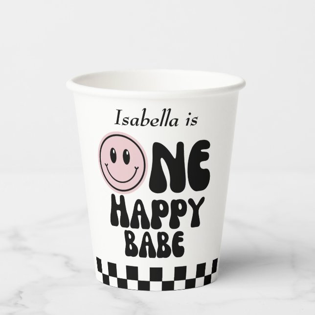 Vasos De Papel Un Cumpleaños Feliz Nena Primera Cumpleaños  (Anverso)