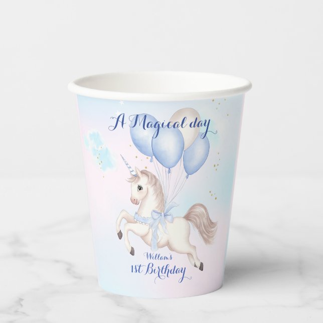 Vasos De Papel Un cumpleaños mágico con unicornio (Anverso)