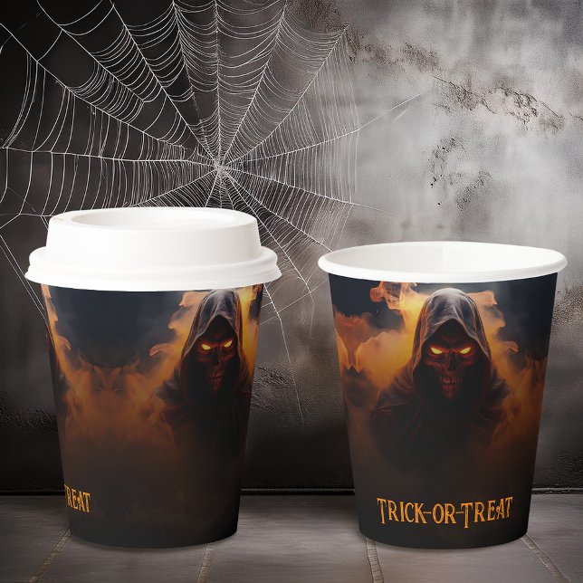 Vasos De Papel Un demonio oscuro con naranja humo halloween (Subido por el creador)