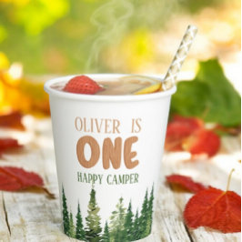 Vasos De Papel Un Feliz Camionero Madera Niños Primer Cumpleaños