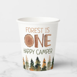 Vasos De Papel Un feliz camper rústico Woodland primer cumpleaños