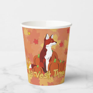 Vasos De Papel Un Fox en el parche de calabaza (¡Tiempo de cosech