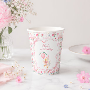 Vasos De Papel Un ganso tonto floral cumpleaños 1