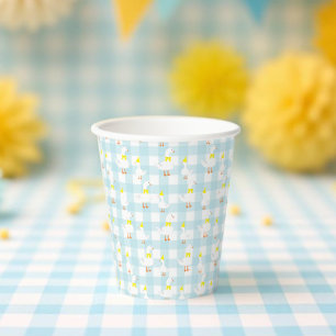 Vasos De Papel Un ganso tonto Gingham cumpleaños 1