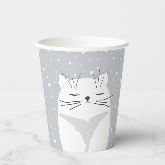 Vasos De Papel Un gato lindo, símbolo del 2023. (Anverso)