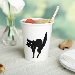 Vasos De Papel Un gato negro gracioso fiesta blanco y negro espel