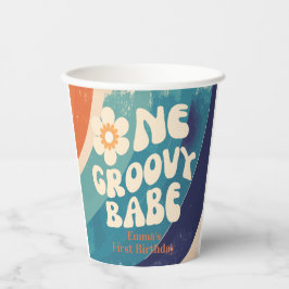 Vasos De Papel UN Groovy Babe 1er cumpleaños Groovy uno