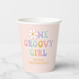 Vasos De Papel Un Groovy chica Pink Daisy Checker