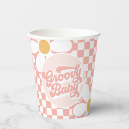 Vasos De Papel Un Groovy chica Pink Daisy Checker