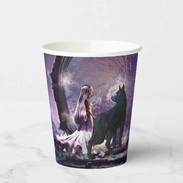 Vasos De Papel Un hada y un lobo oscuro (Izquierda)