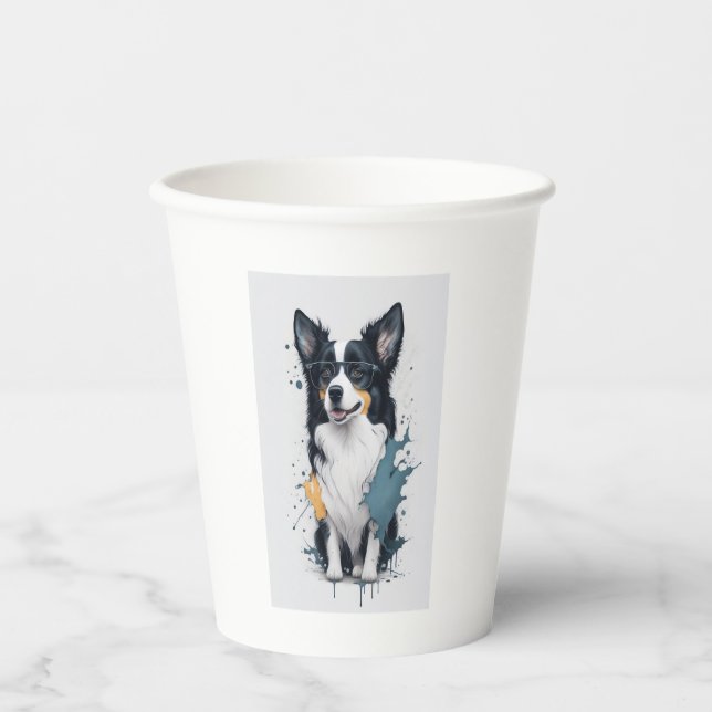 Vasos De Papel Un lindo collar de frontera para perros [RB#10011] (Anverso)