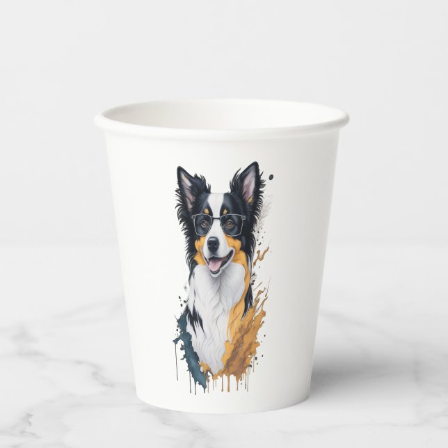 Vasos De Papel Un lindo perro en la frontera (Anverso)