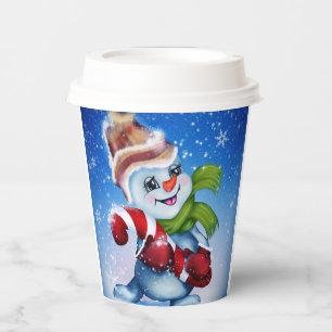 Vasos De Papel Un muñeco de nieve festivo