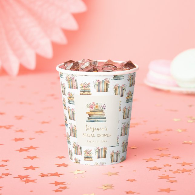 Vasos De Papel Un Nuevo Capítulo Libros Wildflower Desayuno para  (A New Chapter Wildflower Books Bridal Shower Paper Cups by Painted Paperie
)