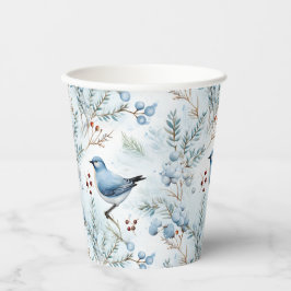 Vasos De Papel Un pájaro en un frío invierno -