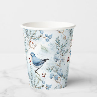 Vasos De Papel Un pájaro en un frío invierno -