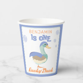 Vasos De Papel Un Pato Afortunado &  Burbujas Cumpleaños Pastel P