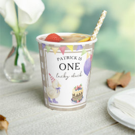 Vasos De Papel Un pato afortunado primer cumpleaños