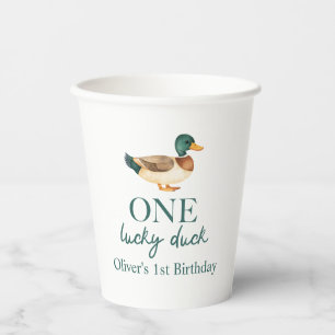 Vasos De Papel Un pato afortunado primer cumpleaños