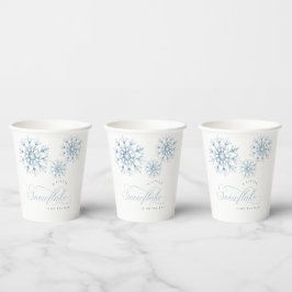 Vasos De Papel Un pequeño Baby Shower azul de copo de nieve