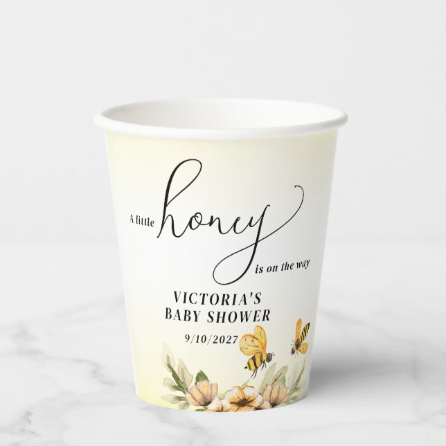 Vasos De Papel Un pequeño Baby Shower de abejas (Anverso)