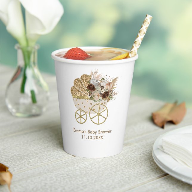 Vasos De Papel Un pequeño Baby Shower de calabaza (in situ)