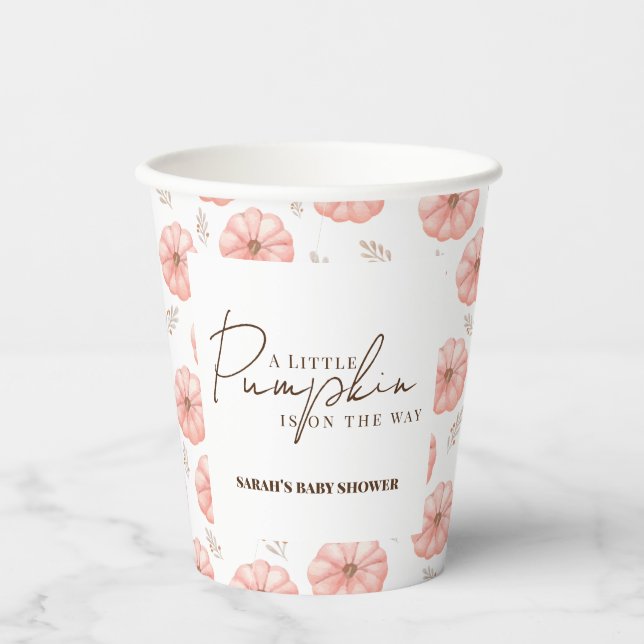 Vasos De Papel Un pequeño Baby Shower de calabaza (Anverso)
