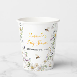 Vasos De Papel Un pequeño Baby Shower de flores silvestres