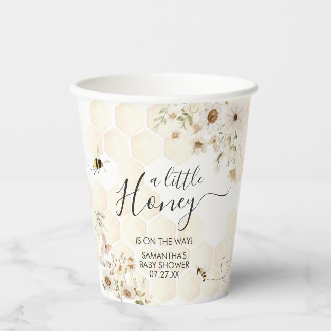 Vasos De Papel Un pequeño Baby Shower de miel (Anverso)
