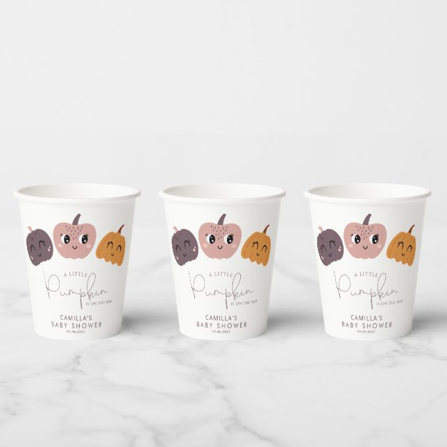 Vasos De Papel Un pequeño Baby Shower moderno de calabaza (Multi)