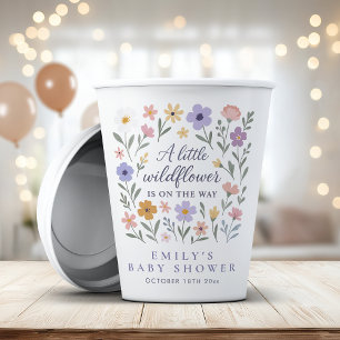 Vasos De Papel Un pequeño Chica de flores silvestres Baby Shower