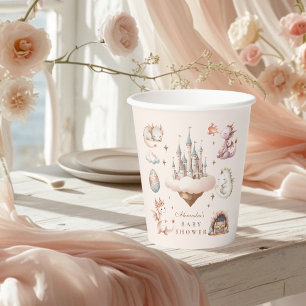 Vasos De Papel Un pequeño dragón está en camino a Baby Shower