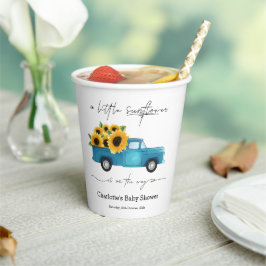 Vasos De Papel Un Pequeño Girasol Está En Camino De Baby Shower