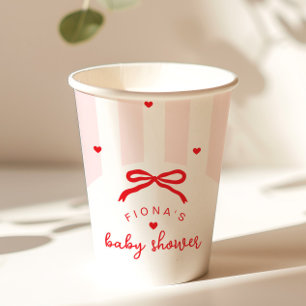 Vasos De Papel Un pequeño lazo Coquette Sweetheart baby shower