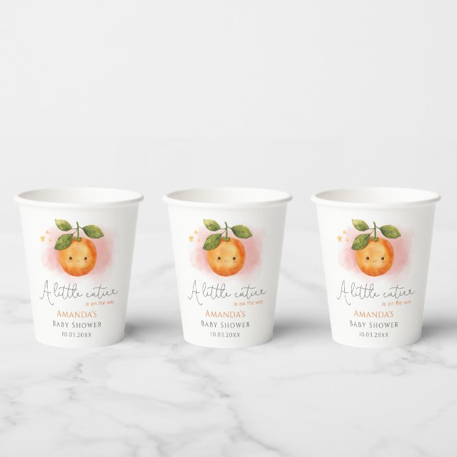 Vasos De Papel Un pequeño Naranja cortiano Clementine Baby Shower (Multi)