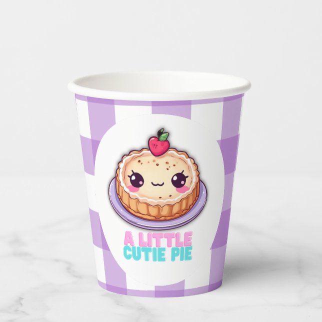 Vasos De Papel Un Pequeño Pie De Kawaii Púrpura Plantó Baby Showe (Anverso)