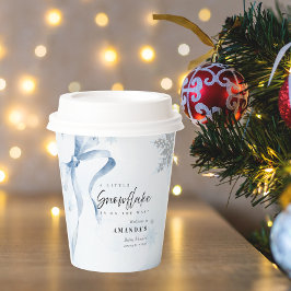 Vasos De Papel Un pequeño Purpurina de Snowflake Blue Bow Baby Sh